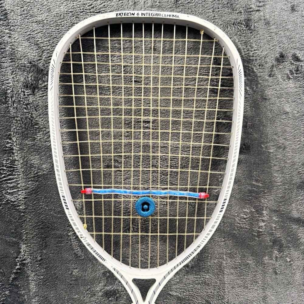 Ektelon Integra Ceramic Racquetball Racquet White Red Super SM Grip Wrist Cord